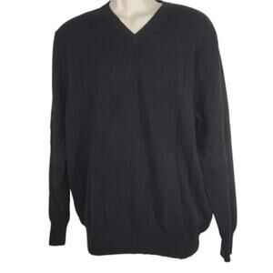 KENNETH ROBERTS Men's 100% Cashmere L/S Mont Blk V-Neck Sweater Sz M